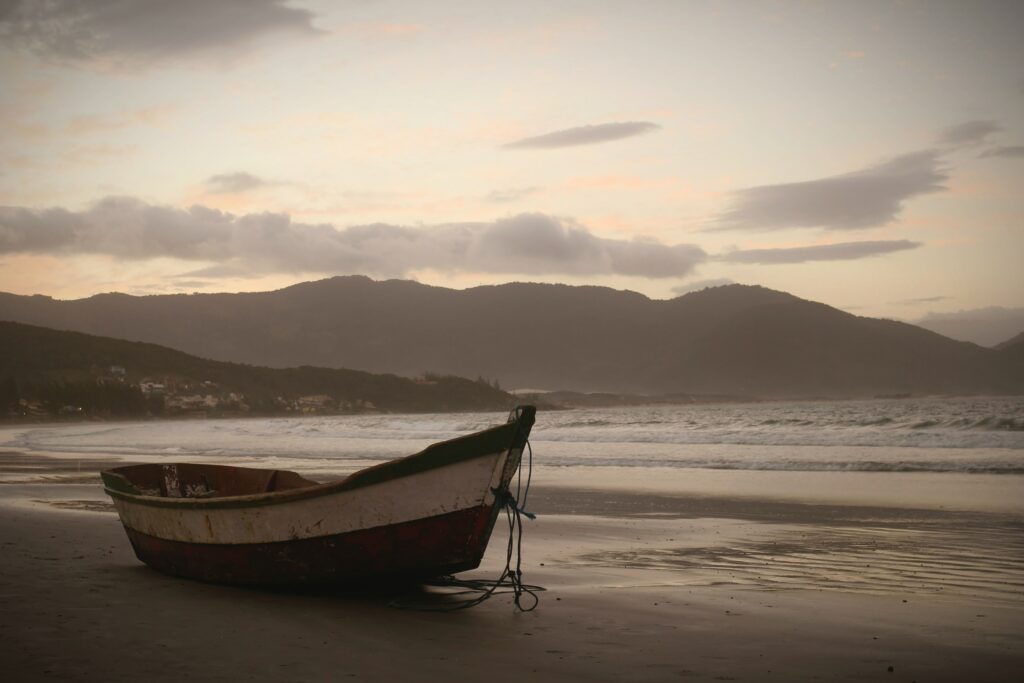 old boat beached