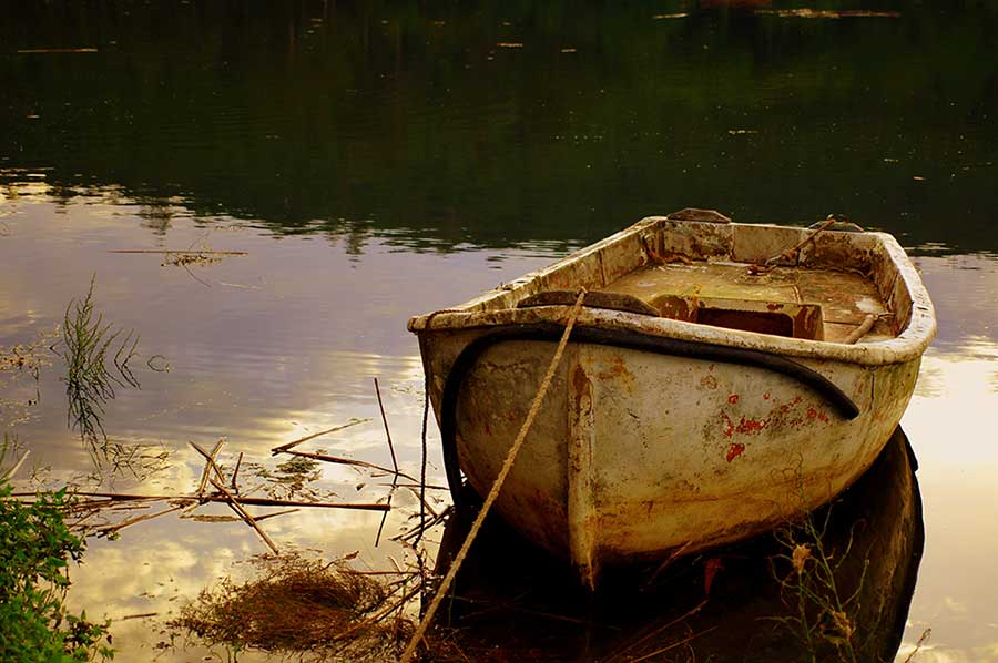old boat in the water